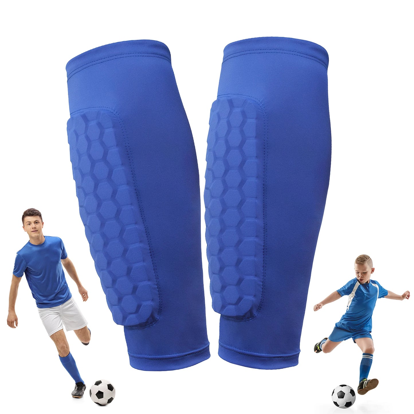 Shin Defender with Honeycomb Pads Soccer Shin Pads Ergonomic Lightweight Calf Protective Gear for Boys Girls Men Women