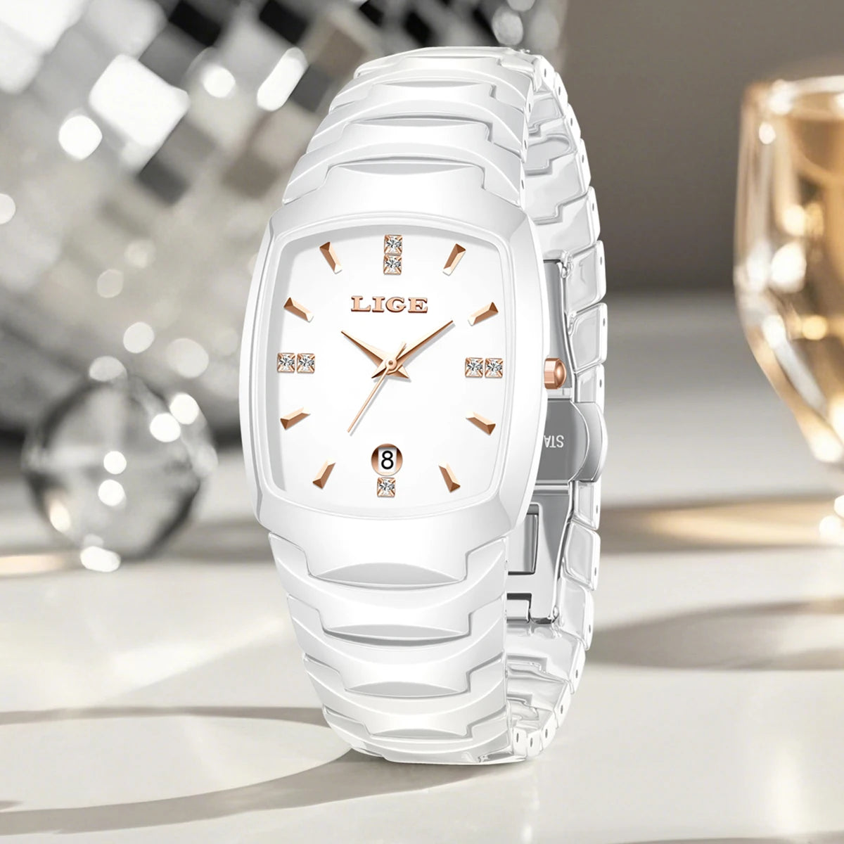 LIGE Fashion Luxury Woman Watch Simple Elegant Stainless Steel Casual Quartz Watches for Women Calendar Ladies Romantic Gift New