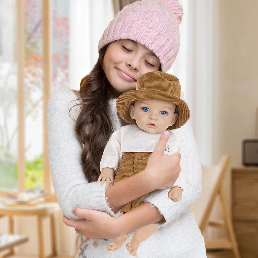 12inch Baby Doll Cute Madeup Doll 3D Bule Eyes Full Vinyl Body Dress Up Fashion Clothes DIY Soothing Kids Toys For Girl Gift
