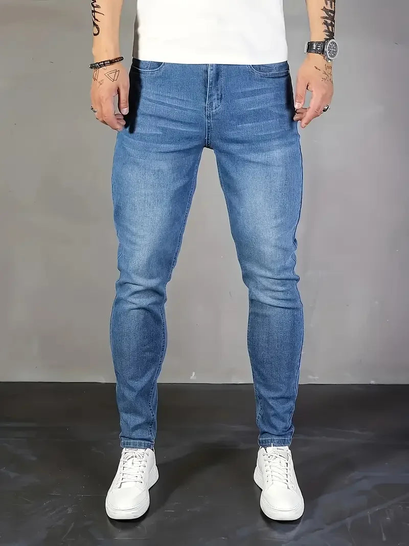 Men'S Casual Skinny Fit Jeans, Men'S Versatile Street Style Denim Pants For All Seasons