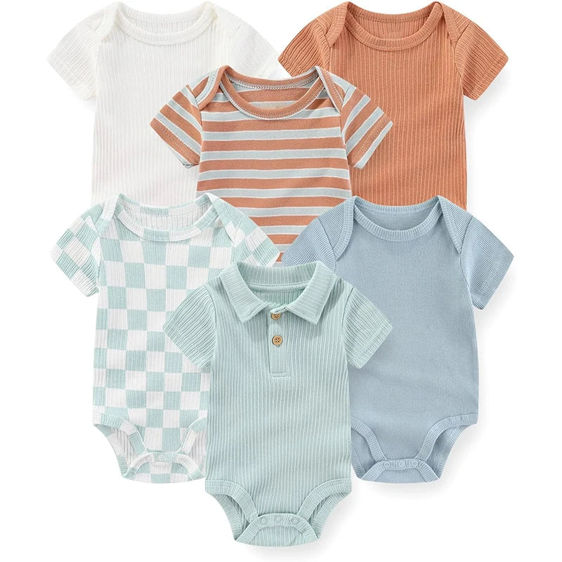 6pcs/lot fashion baby boy girl onesie casual cotton soft baby clothes newborn set