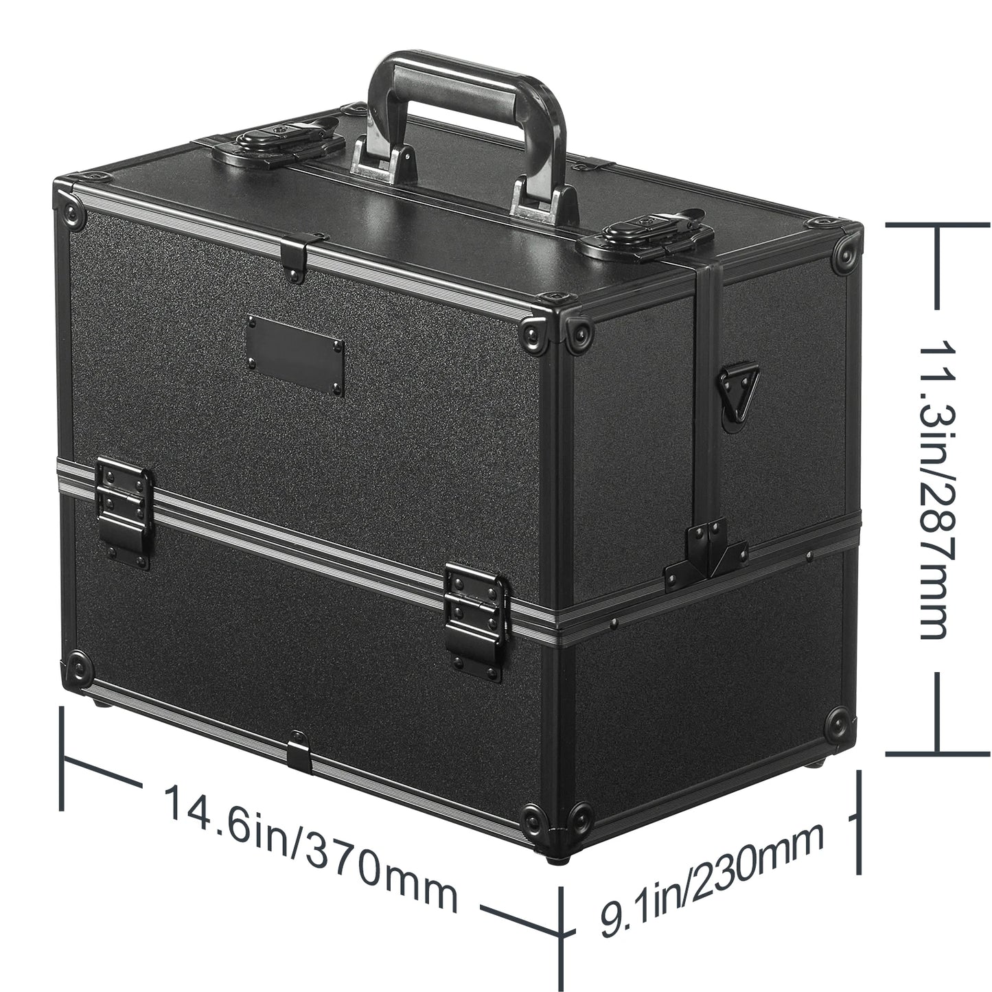 SucceBuy Makeup Train Case Large Portable Cosmetic Case, Professional Makeup Storage Box w/ Handle & Strap Travel for Women