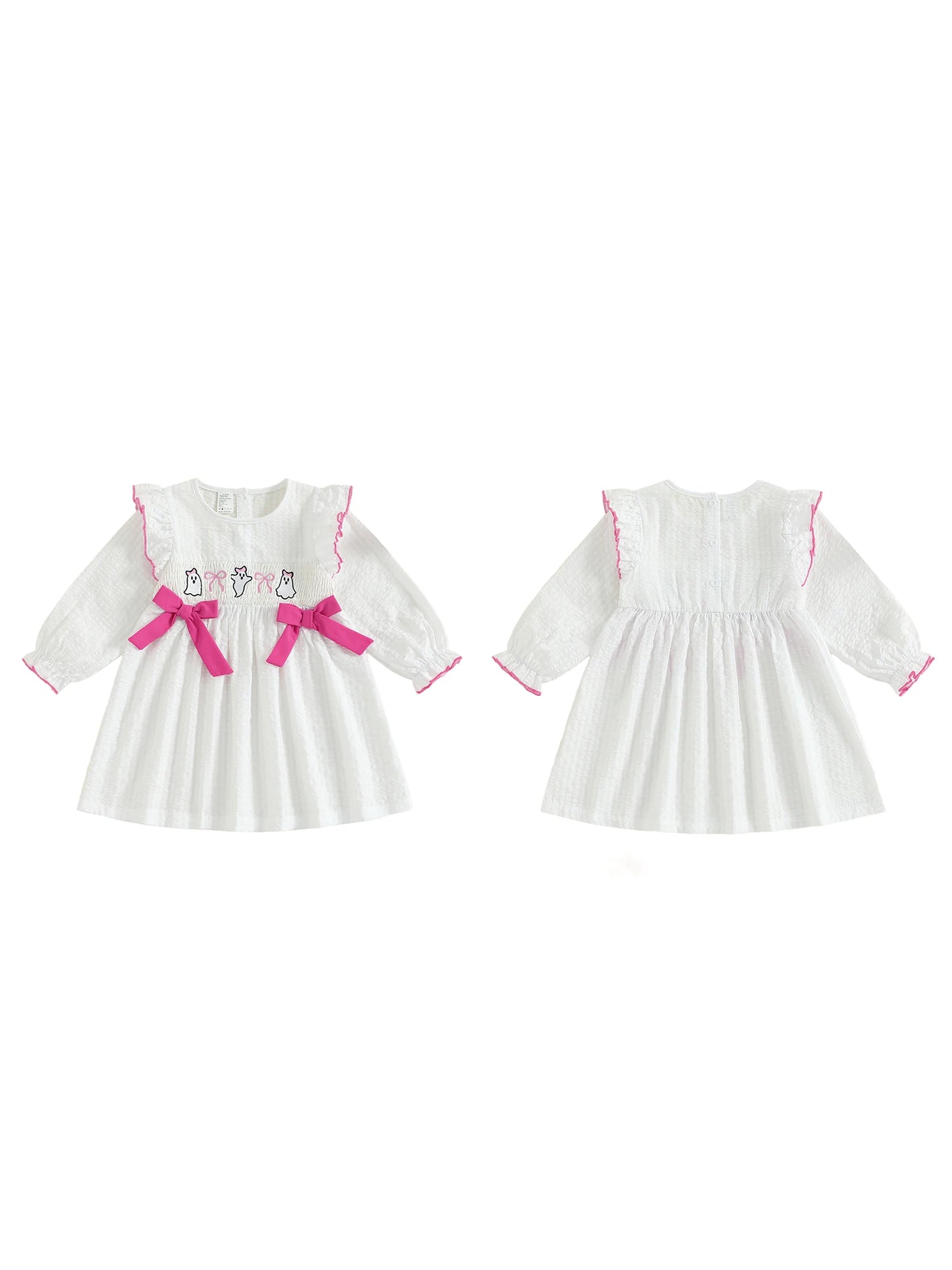 Girls Long Sleeve Plaid Dress with Crew Neck Casual Fall Dress for Kids Halloween Costume Party Outfit