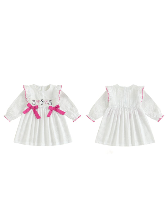 Girls Long Sleeve Plaid Dress with Crew Neck Casual Fall Dress for Kids Halloween Costume Party Outfit