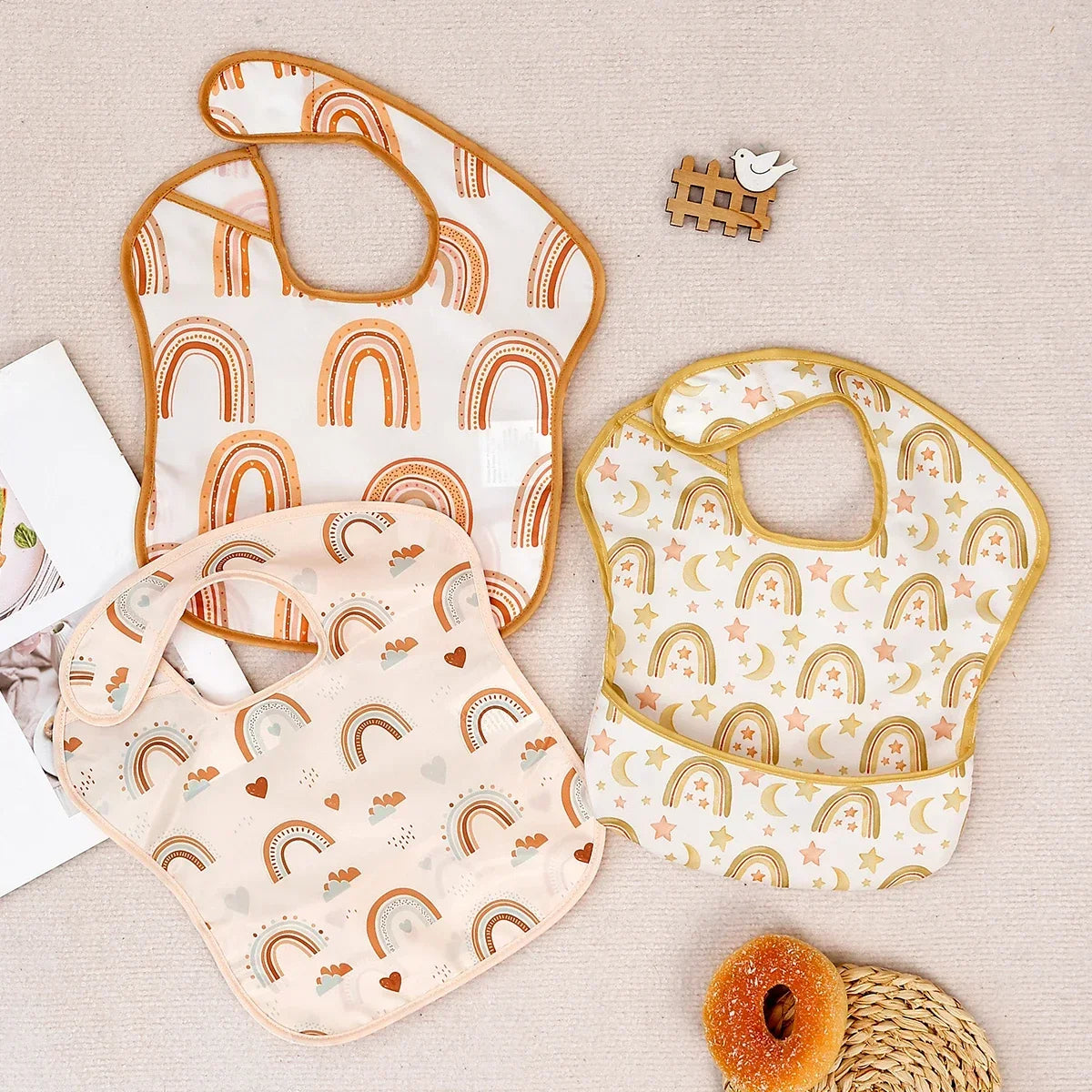 3pcs Set Waterproof Baby Sleeveless Feeding Bib Fashion Full Body Cover