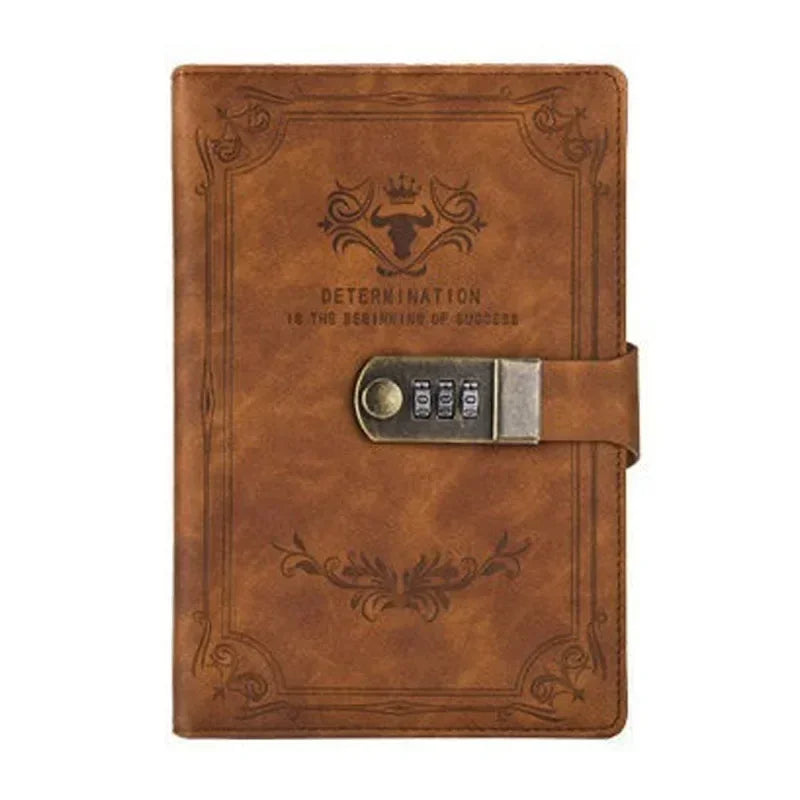 A5  Retro Password Book with Lock Diary Thickened Creative Hand Ledger Student Notepad Stationery Notebook Binder