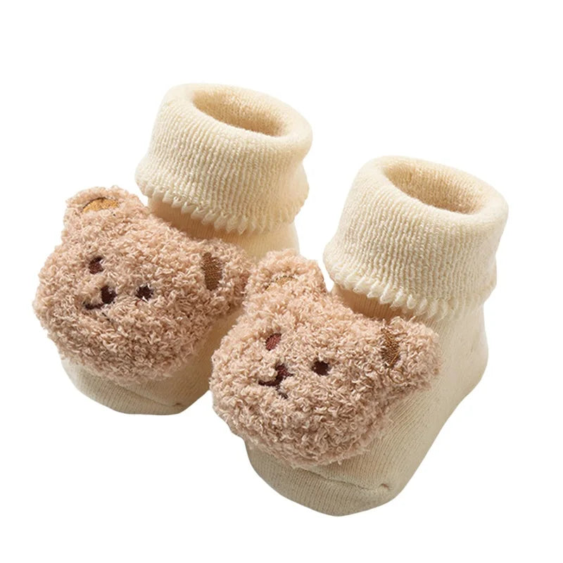 Cute Toddler Fleece Lined Slipper Socks with Non-Slip Grips for Boys and Girls - Cozy Winter Socks for Infants and Babies