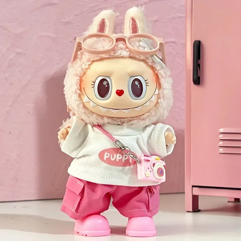 For 17cm labubu Cute Decoration Little Cloths v1/v2/v3 baby clothes cool sweater doll can be worn for labubu accessorie
