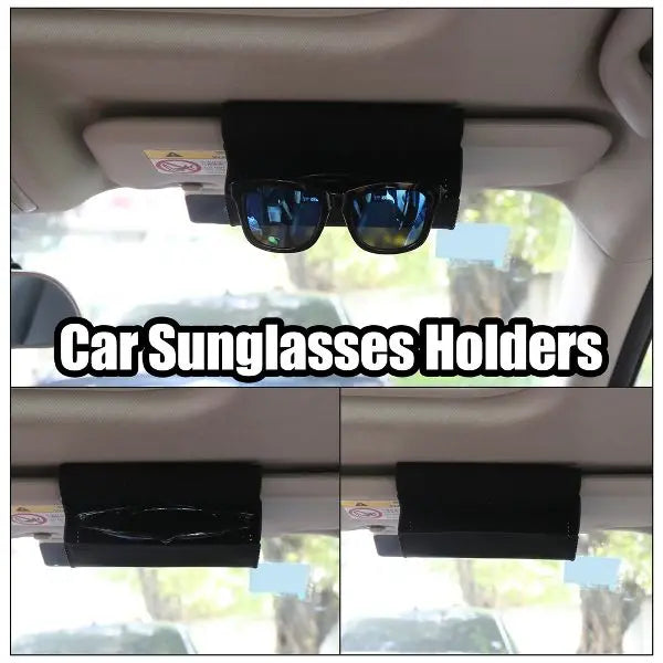 Car Sun Visor PU Leather Sunglasses Clip Storage Case