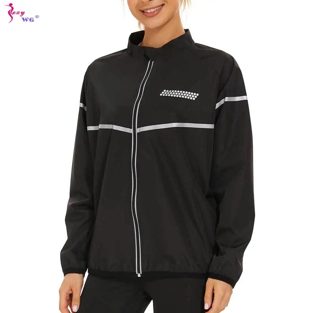 SEXYWG Sauna Jacket Women Gym Weight Loss Top Fitness Hot Sweat Jackets Thermal Slimming Sportwear Workout Training Body Shaper
