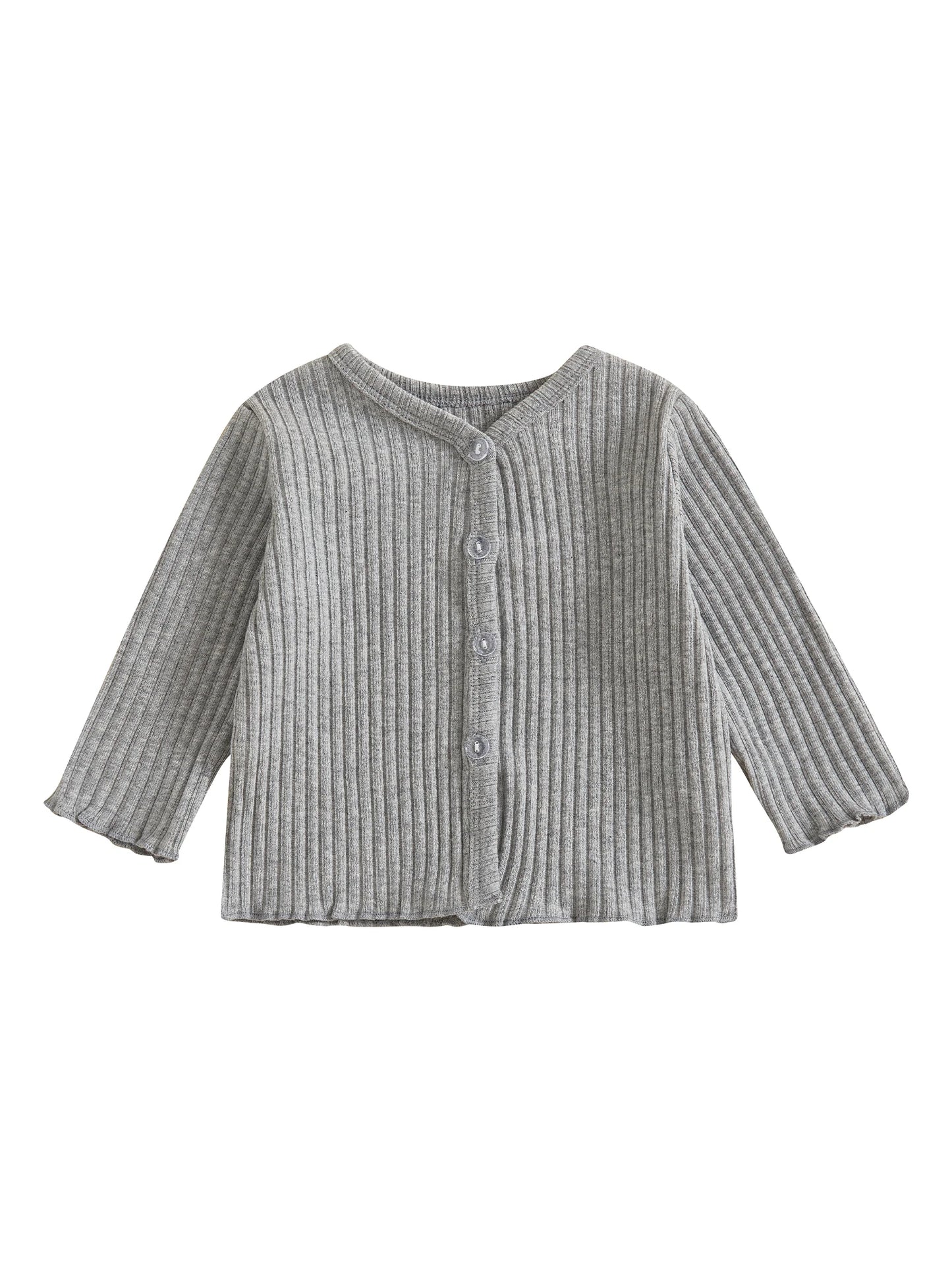 Infant Girls Cozy Knitted Cardigan with Button Front Closure Long Sleeves and Solid Color Design for Warmth and Style