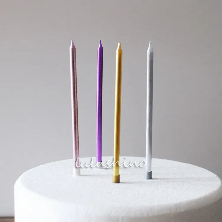 Creative Decoration Straight Party Atmosphere Candle Tapered Elegant Gold Cake Candles Suitable For Birthday Party Wedding