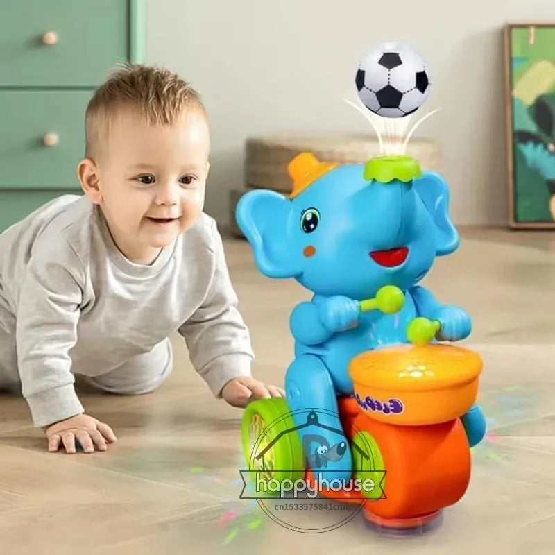 Musical Walking Elephant Drummer Toy, Children's Musical Walking Elephant Toy, LED Musical Elephant Lighting up Singing Toy Kids