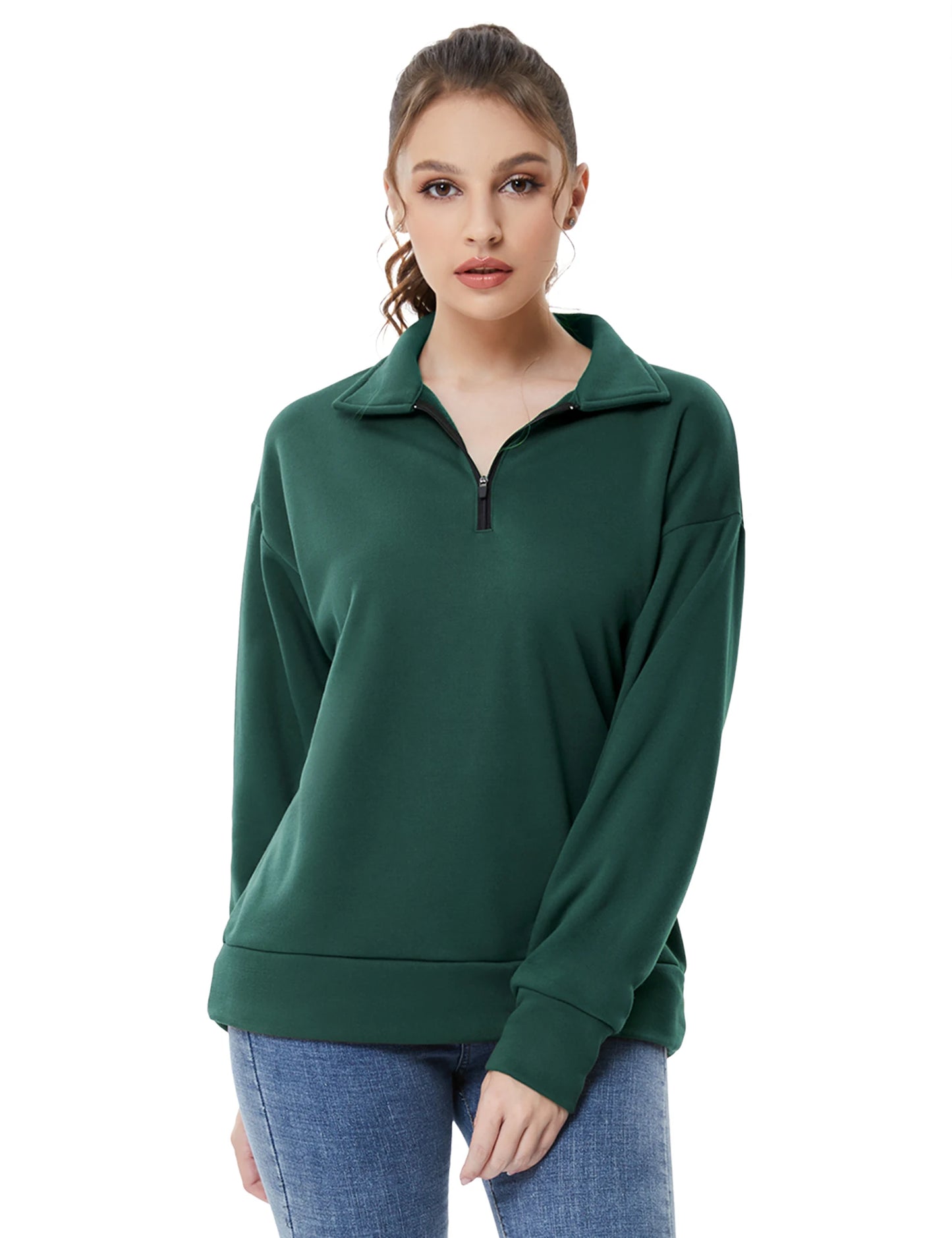 Half Zip Pullover Long Sleeve Women Pullover Sweatshirt Sport Hiking Clothes Fashion M