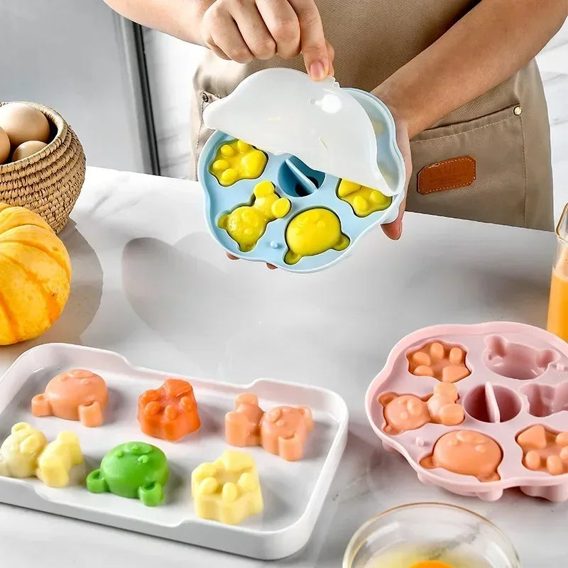 Silicone Covered Bear Ice Cream Jelly Mold for Baby Food Steamed Cake Silicone Mold Jelly Milk Jelly Ice Cube Mold