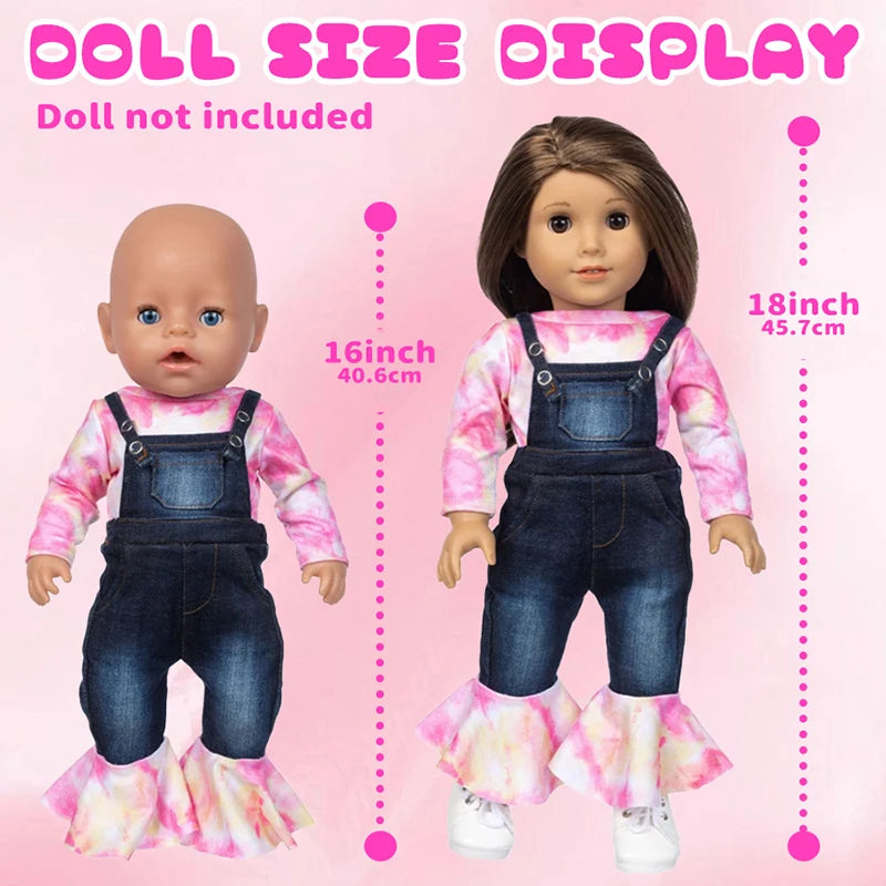16-18Inch Doll Clothes Jeans jumpsuit for American Girl Doll Camera Phone Accessories Fashion New Baby Born Suit Doll Girl Gift