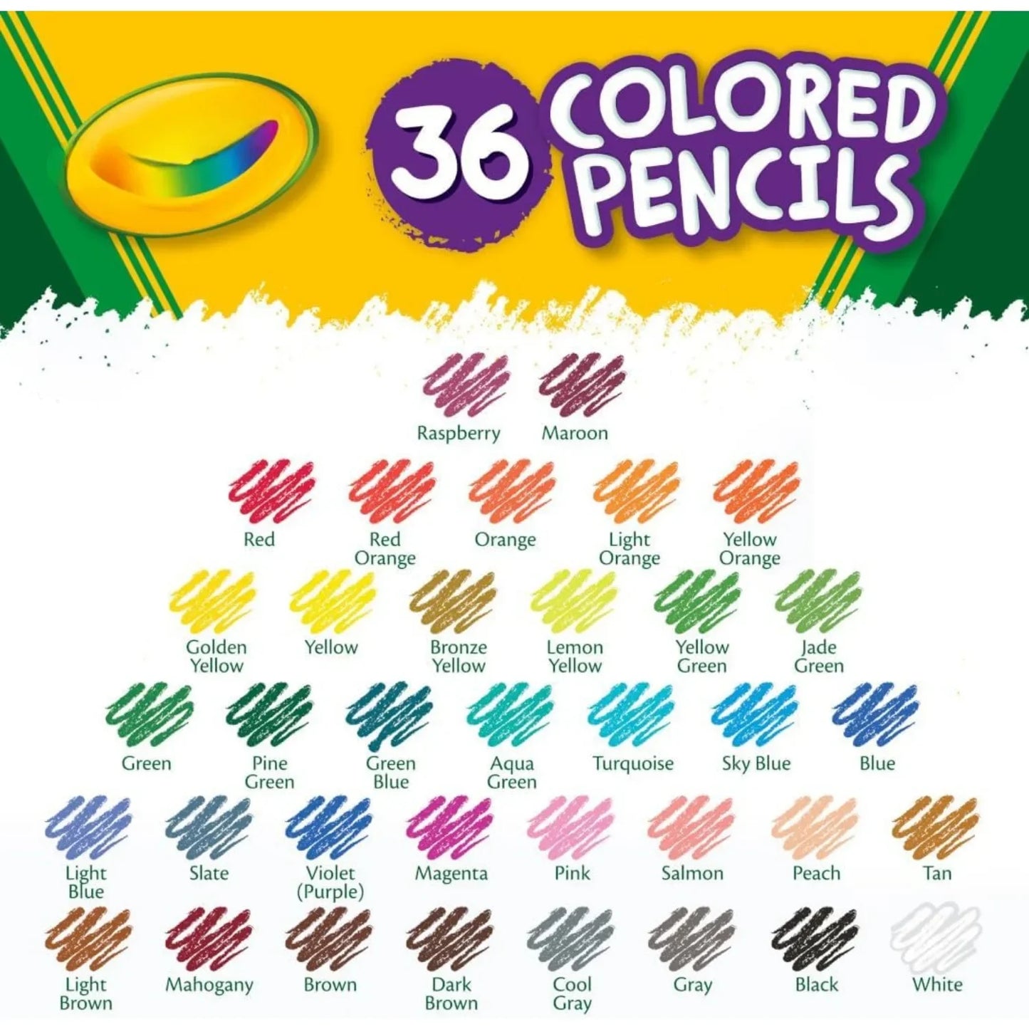 Colored Pencils (36ct), Children's pencil sets, arts and crafts supplies, coloring book pencils, gifts for children and toddlers