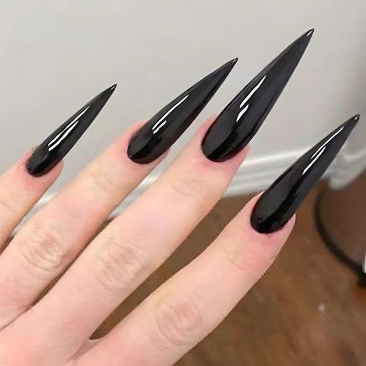 Black stiletto Press On Nails Tips Fake Nail Ultra-long Reusable Long Lasting Artificial Nail art for Hand Decoration Nail Art