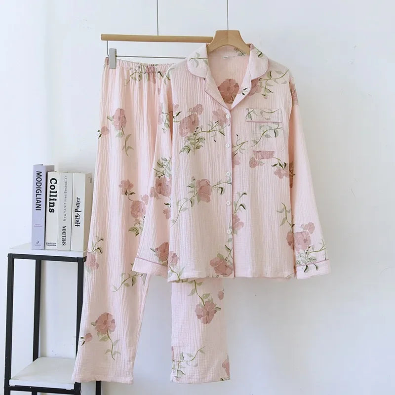 2025 Winter Women's Pajamas100% Cotton Plus Size Pajamas Flower  Printing Household Women's Pajamas Loungewear Autumn Sleepwear
