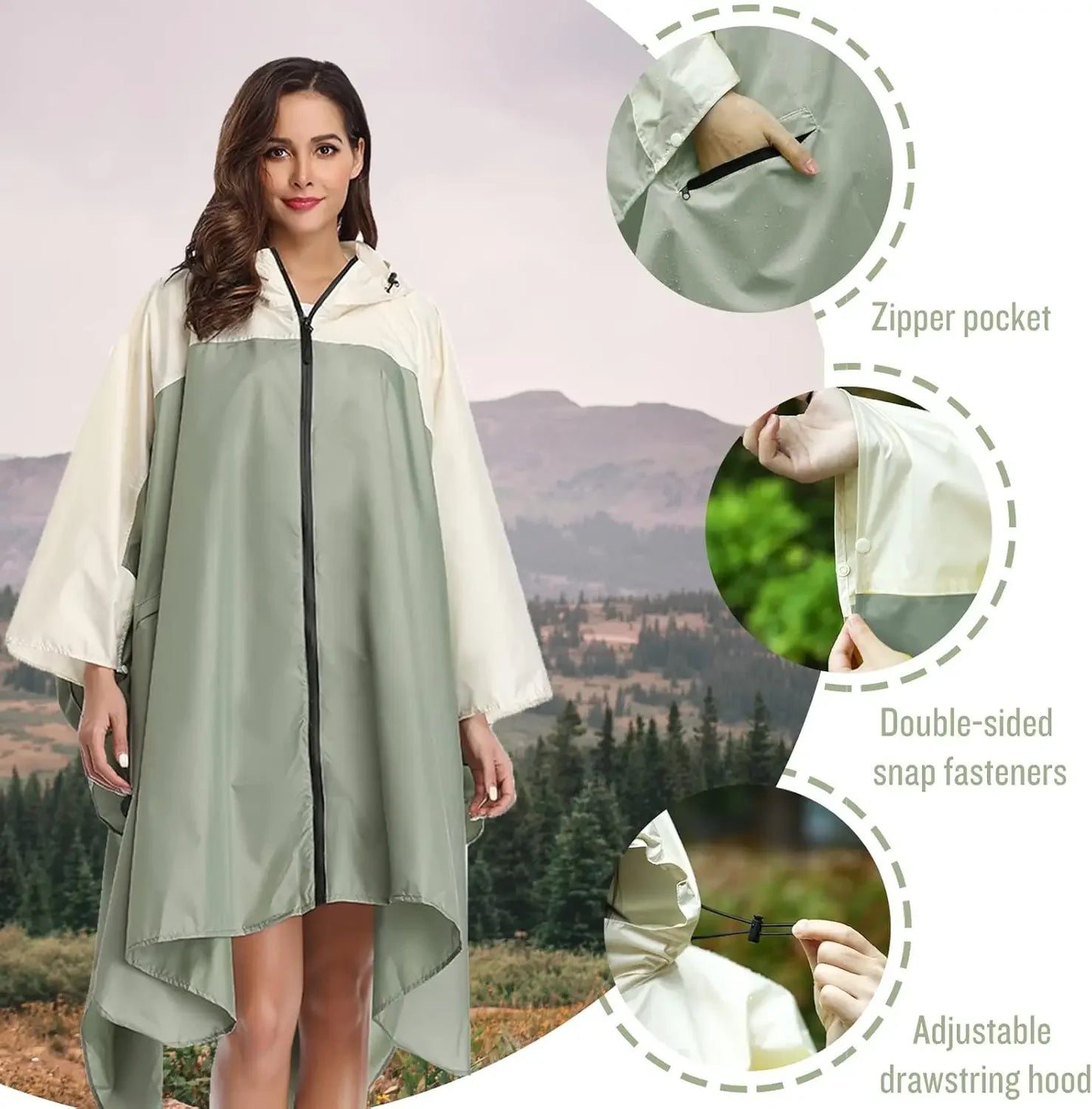 Men's and women's raincoats, hooded waterproof raincoats, suitable for adult women