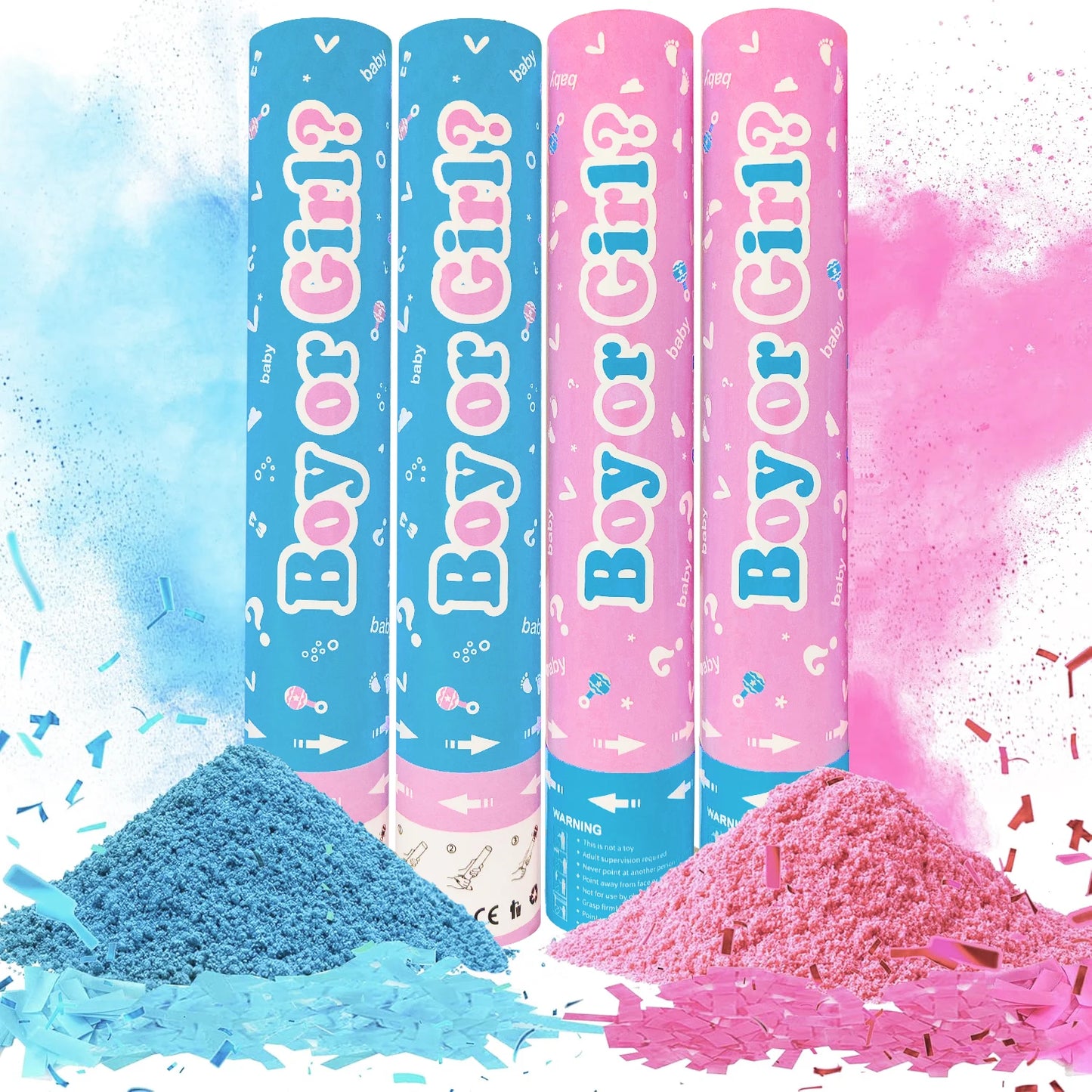 4pcs Gender Reveal ConfettiPink And Blue Confetti Powder Kit Safe Powder Smoke for Baby Shower Boy Or Girl Birthday Party Decor
