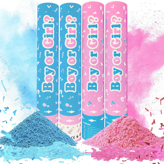 4pcs Gender Reveal ConfettiPink And Blue Confetti Powder Kit Safe Powder Smoke for Baby Shower Boy Or Girl Birthday Party Decor
