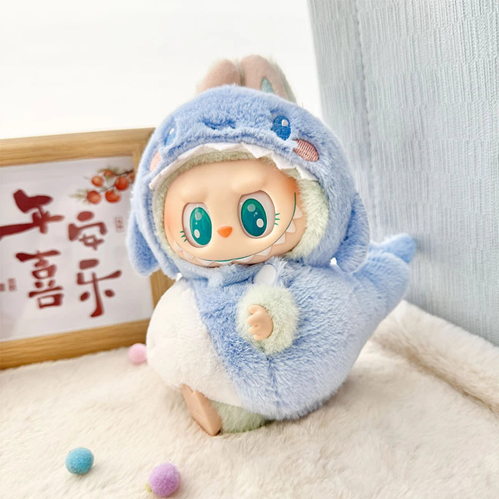 DIY Cute Clothes For 17cm Labubu Pendant Sitting Doll Shark Bee Dinosaur Mini Dolls Accessories Cartoon Clothes Decoration