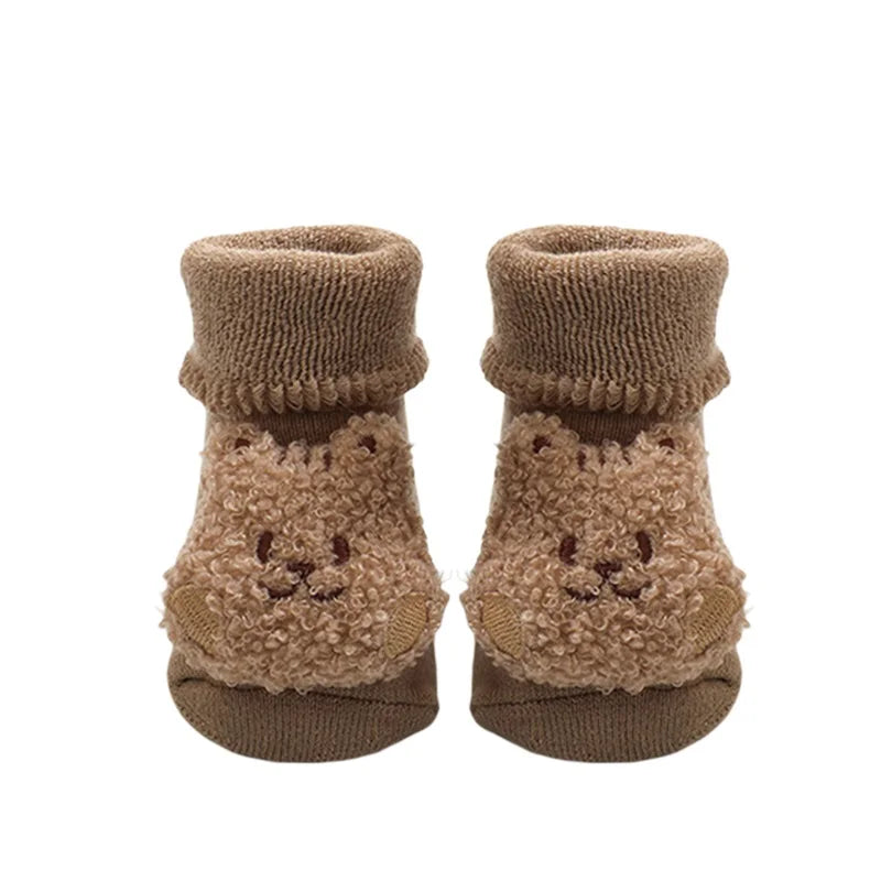 Cute Toddler Fleece Lined Slipper Socks with Non-Slip Grips for Boys and Girls - Cozy Winter Socks for Infants and Babies