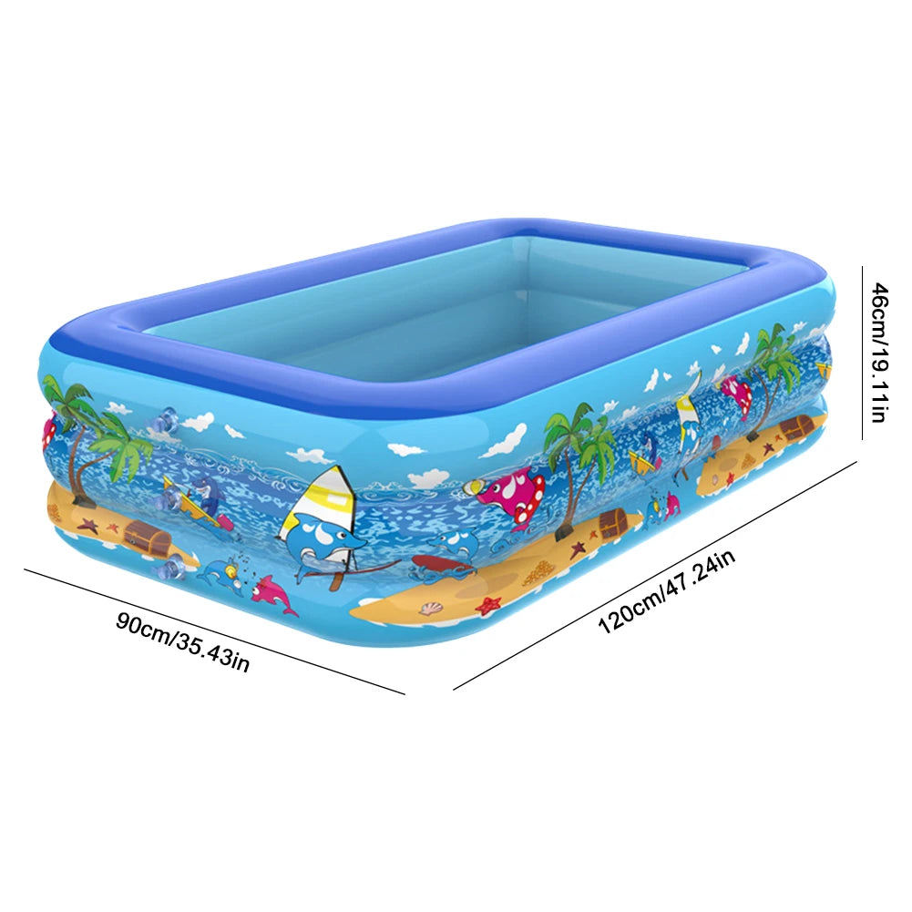 Inflatable Swimming Pool Indoor Outdoor PVC Swimming Pool Cartoon Pattern Thickening Swimming Pools for Toddler Kids Bathtub
