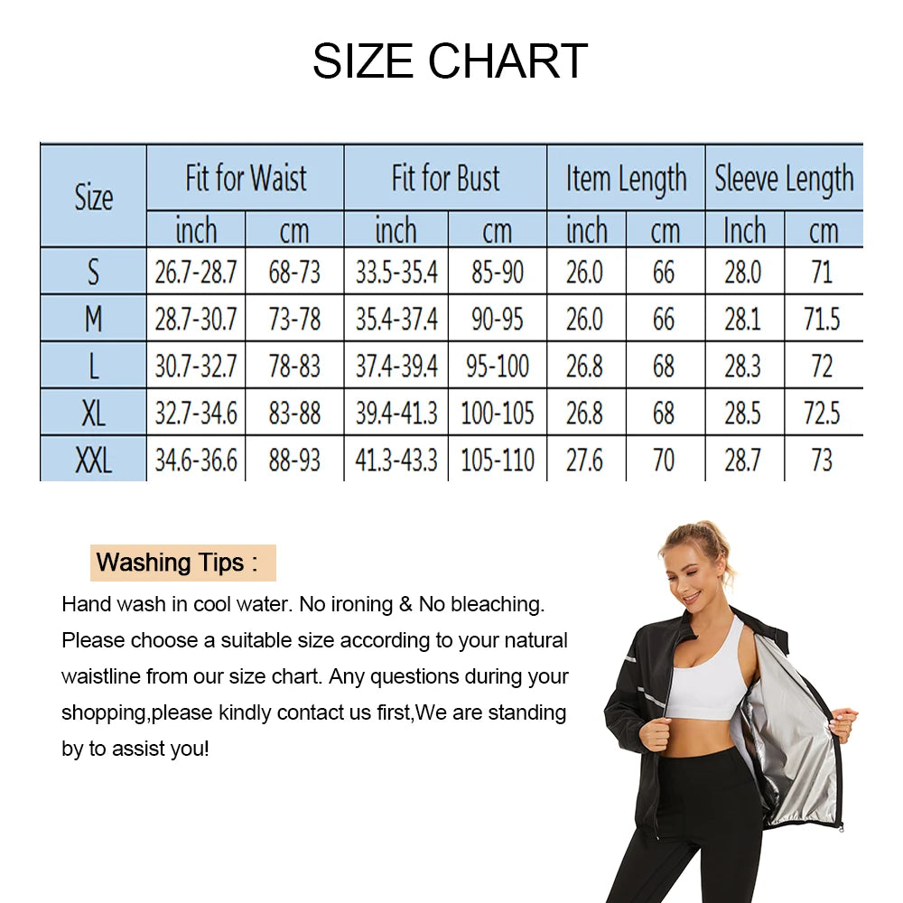 SEXYWG Sauna Jacket Women Gym Weight Loss Top Fitness Hot Sweat Jackets Thermal Slimming Sportwear Workout Training Body Shaper