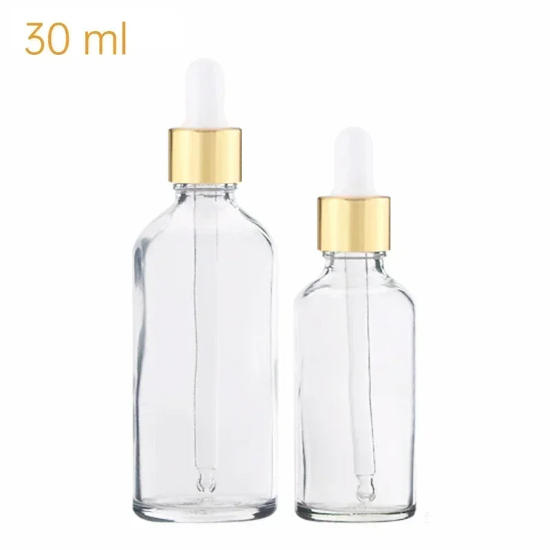 28PCS 30ml/50ml Essential Oil Glass Aromatherapy Liquid Drop for Massage Pipette Bottles Refillable Gold Silver Black Dropper
