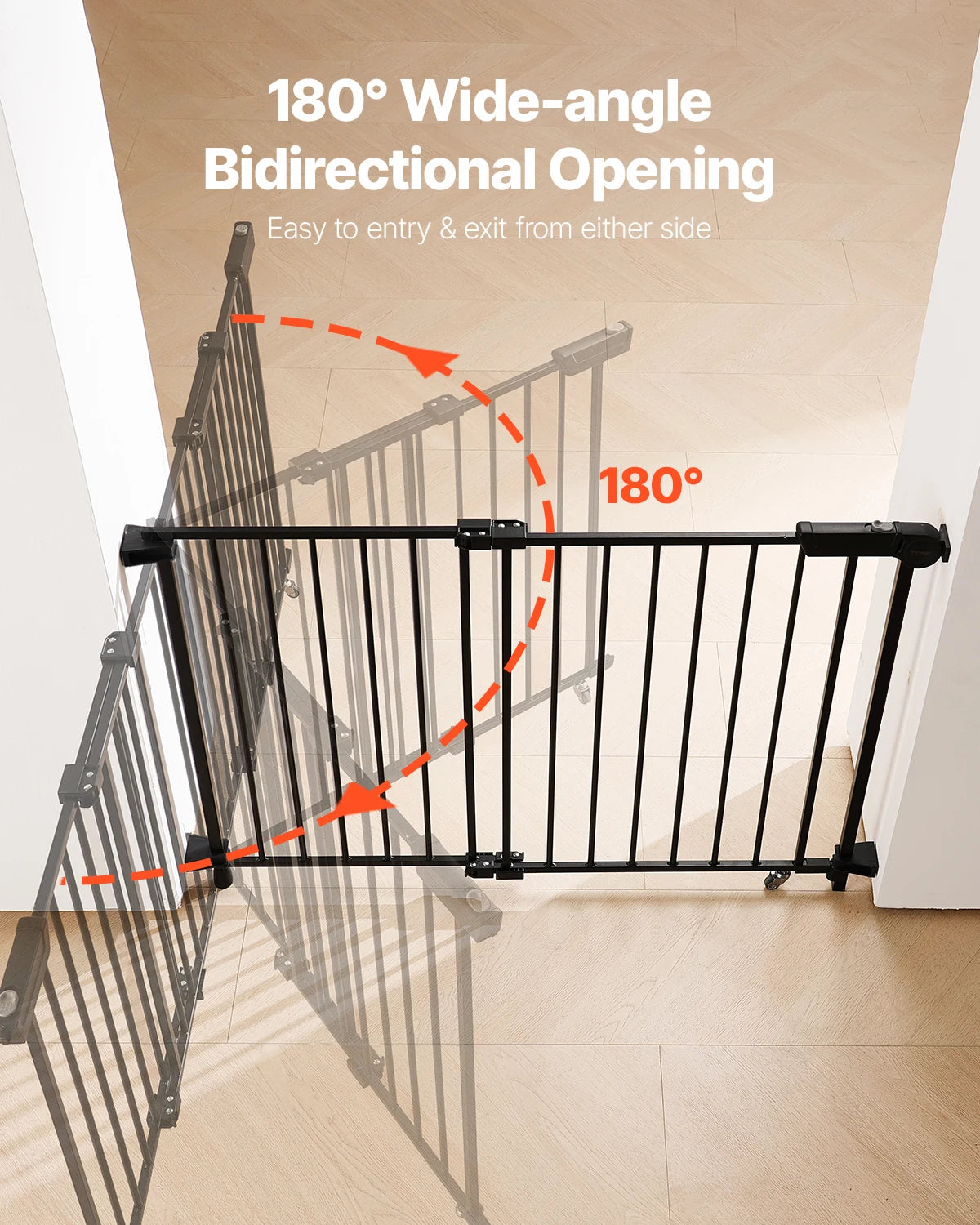 SucceBuy Baby Gate 29.5-43 Inches Adjustable Width 28 Inches High Dog Gate No Threshold Bar Easy Step Walk Child Pet Security