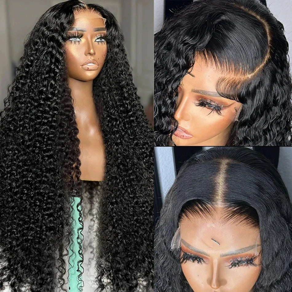 Brazilian 300 High Density Deep Wave 13x6 HD Lace Frontal Human Hair Wig Curly Water Wave Lace Frontal Wigs For Women CEXXY
