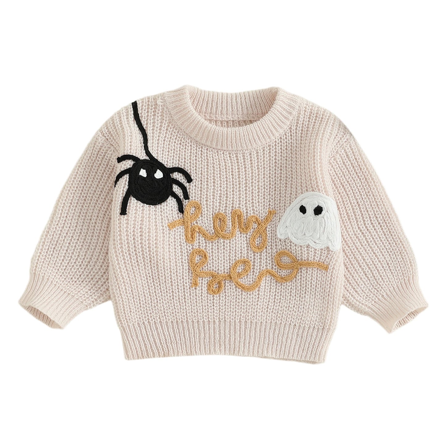 Baby Halloween Sweater Toddler Pumpkin Embroidery Pullover Infant Warm Crewneck Long Sleeve Tops for Boys and Girls
