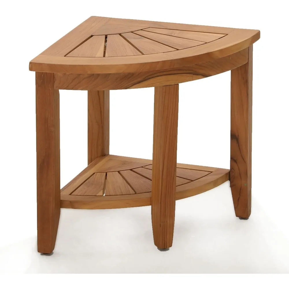 Upgraded version Teak Shower Bench, Bathroom Shower Stool with Storage Shelf Waterproof Wood Bench, Shower Seat