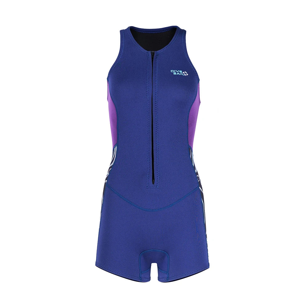 2MM Neoprene Women Wetsuit Sun Protective One Piece Swimsuit Diving Shorty Suit for Swimming Diving Snorkeling Kayaking Surfing