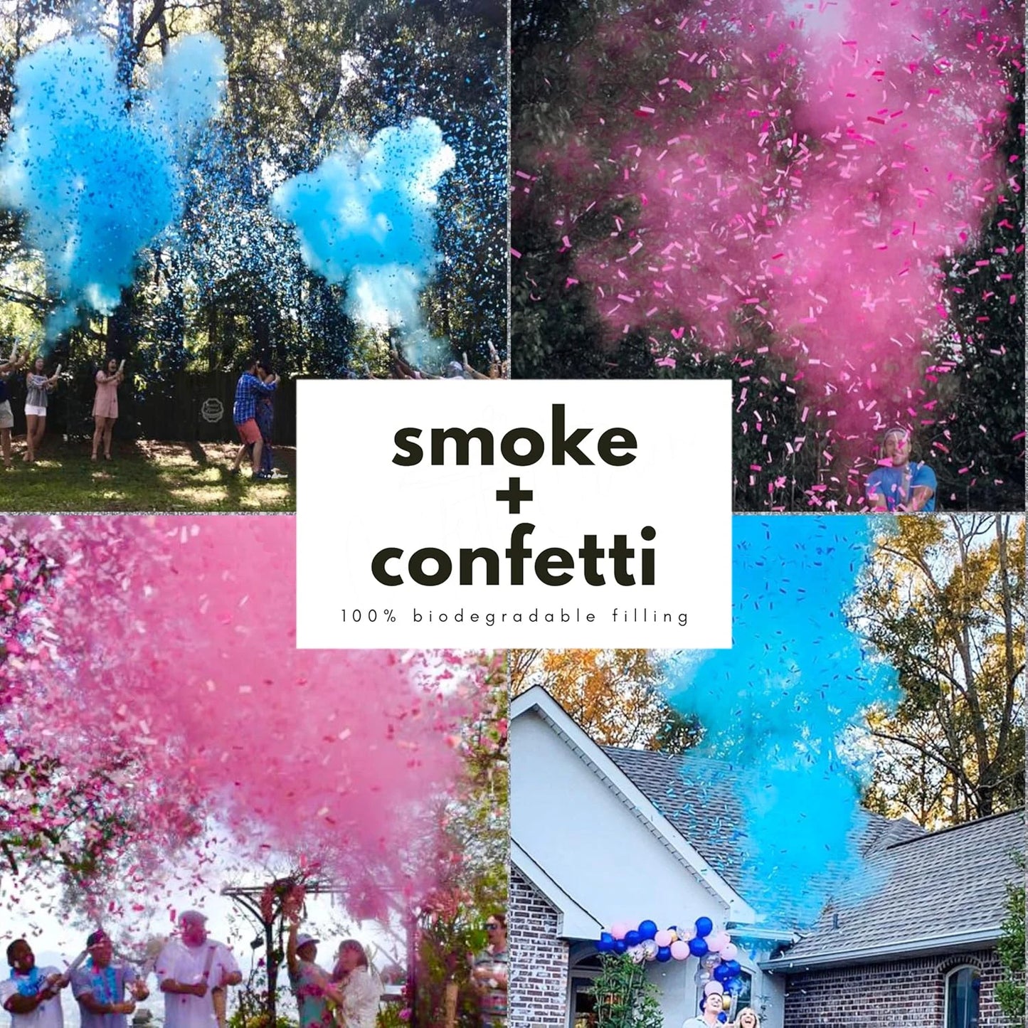 4pcs Gender Reveal ConfettiPink And Blue Confetti Powder Kit Safe Powder Smoke for Baby Shower Boy Or Girl Birthday Party Decor