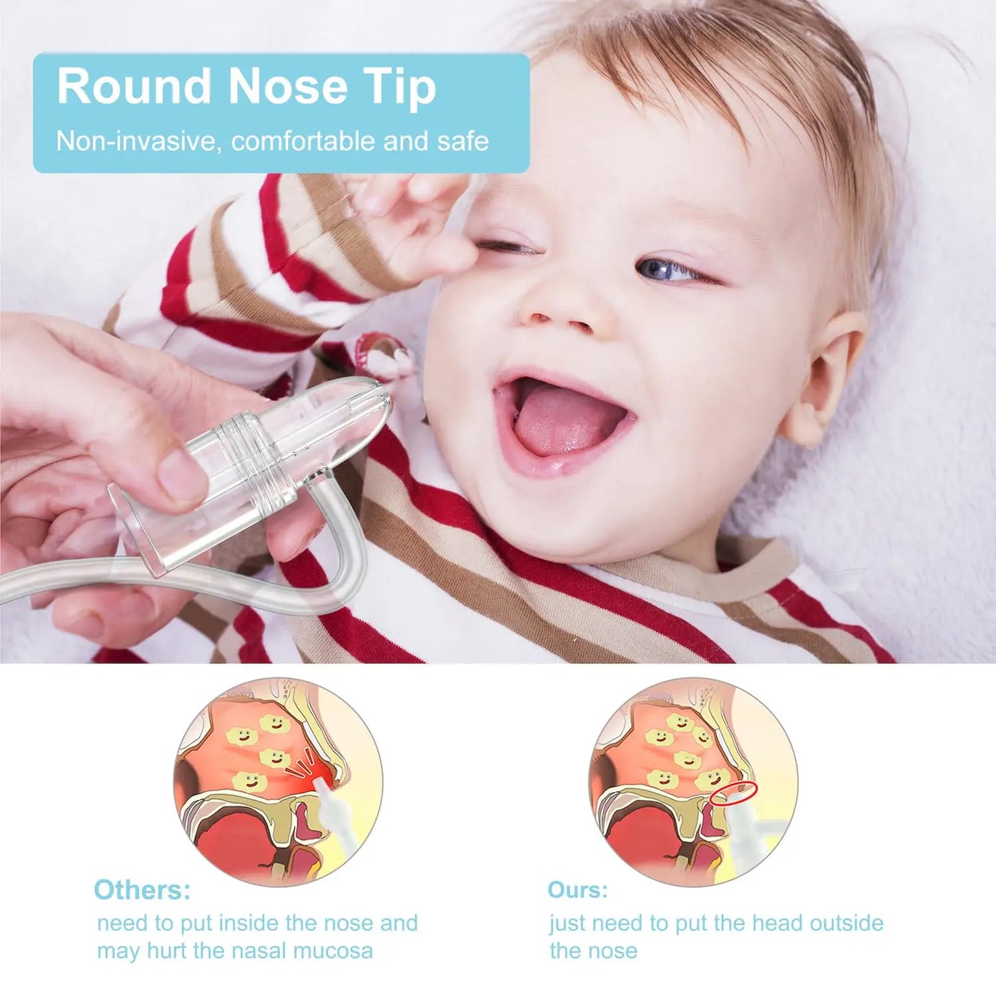 Baby Nasal Aspirator Professional Quiet Manual Nose Suctioners Nasal Irrigator Clear Clogged Passages&Boogers Baby Nose Washing