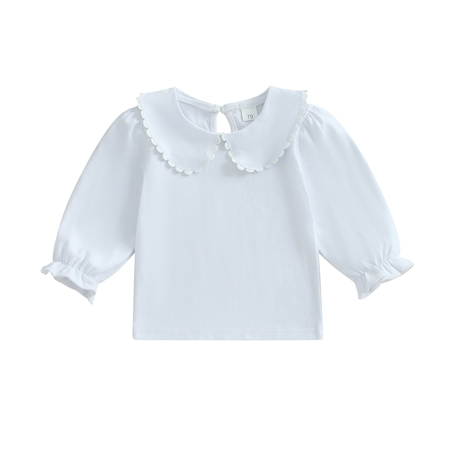 Autumn Kids Toddler Girls Fall T-Shirt Solid Doll Collar Long Sleeve Loose Fit Tops Spring Clothes