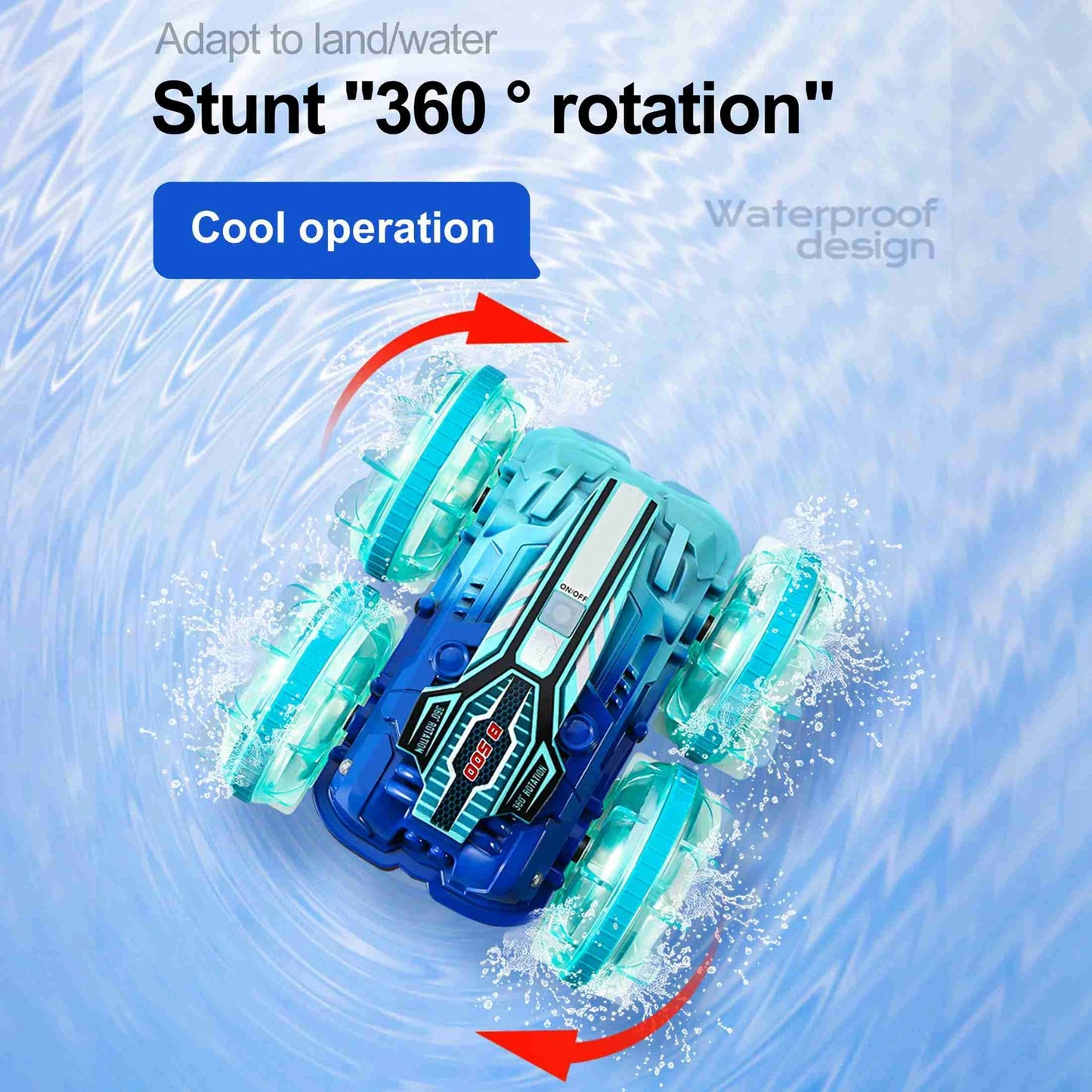 Remote Control Car Boat Gesture Sensing RC Waterproofing Stunt 4WD Water All Terrain Beach Pool Toys with LED Lights for Boys