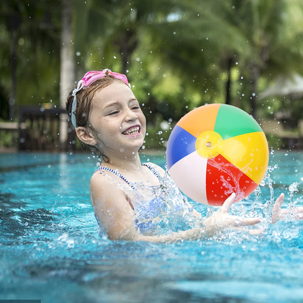 Inflatable Beach Ball Swimming Pool Play Balloon Rainbow Color Summer Water Toy Birthday Pool Party Favor for 3+ Kid Boys Girls
