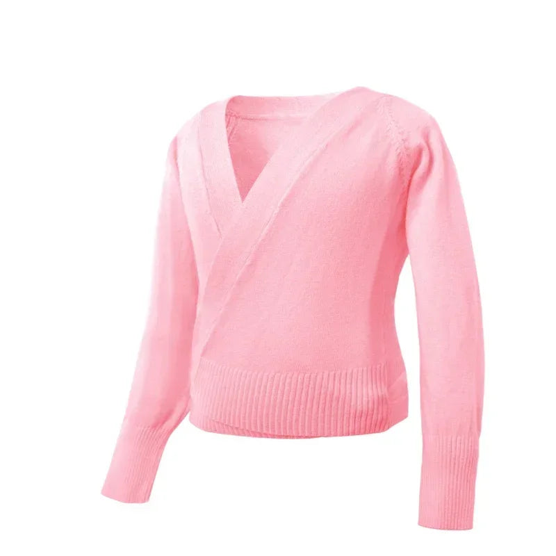 Spring Autumn Wrap Ballet Sweater Cardigans for Girls Kids Soft Knitted Dance Leotards Crossover Warm Ballet Coats