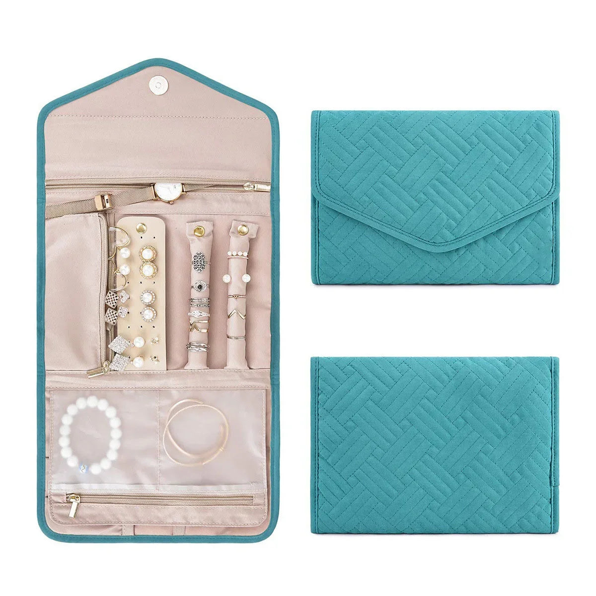 Foldable Fashion Portable Jewelry Bag, Large Women's Travel Jewelry Roll, Necklace Earring Ring Jewellery Display Storage Bag