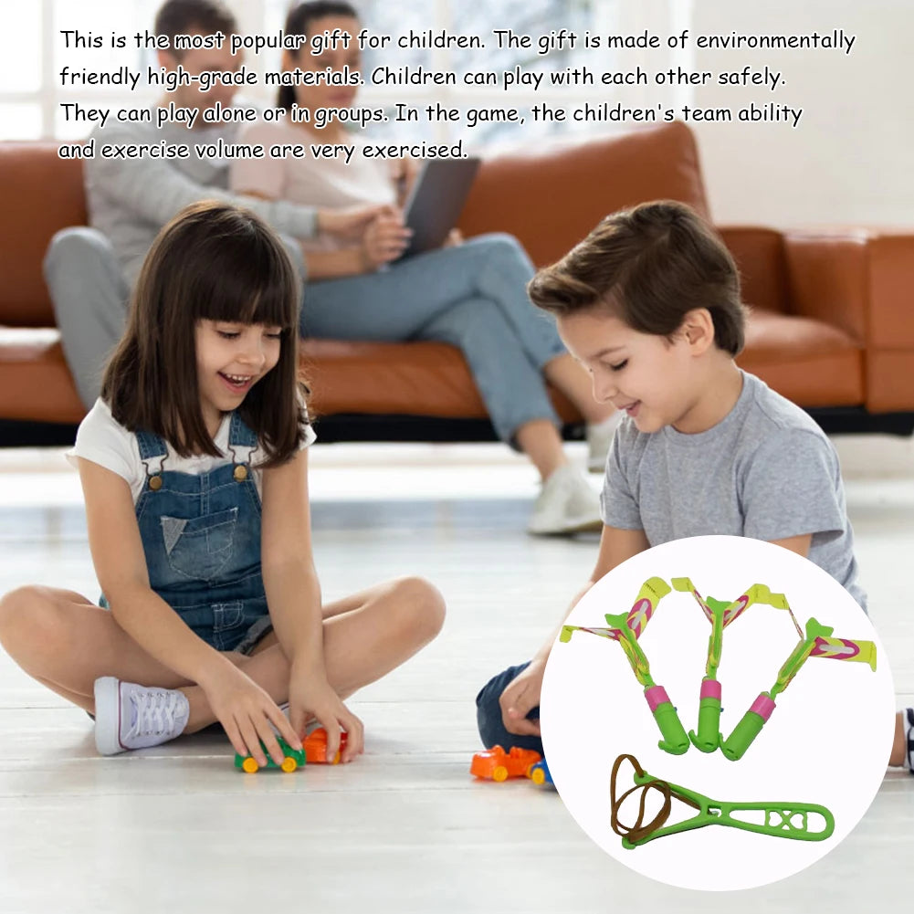 Rocket Slingshot Flying  with LED Lights 10Pcs Helicopters + 10Pcs Launchers Luminous Slingshot  Party Favors for Kids