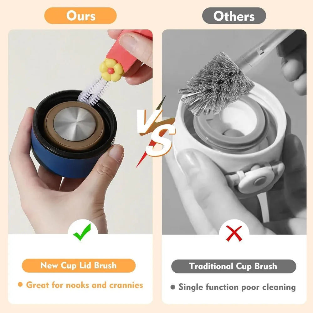 Cup lid cleaning brush, portable cup cleaning brush, household kitchen cleaning tool multi-purpose cleaning brush