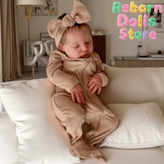 17.32 Inch Sleeping Reborn Baby Laura Doll - Realistic Girl with Simulated Details, Showerable, Painted Hair & Visible Veins