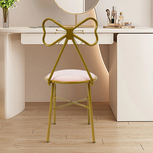 Modern Butterfly Shaped Backrest with Pink Cushion Chair Dining Chair Makeup Cute Girls Chair Backrest for Home Wedding Events