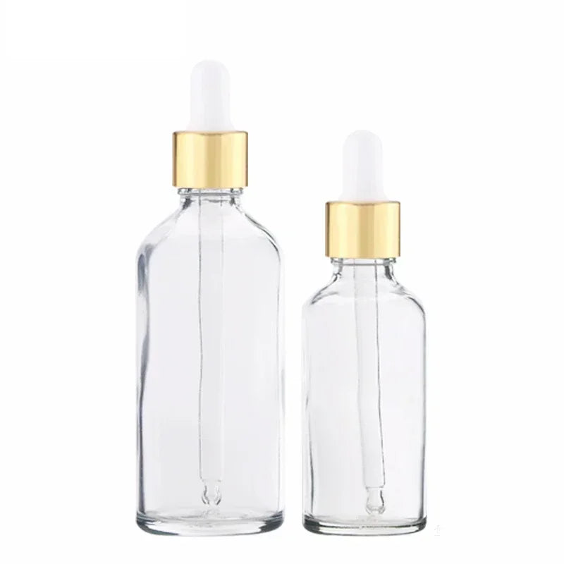28PCS 30ml/50ml Essential Oil Glass Aromatherapy Liquid Drop for Massage Pipette Bottles Refillable Gold Silver Black Dropper