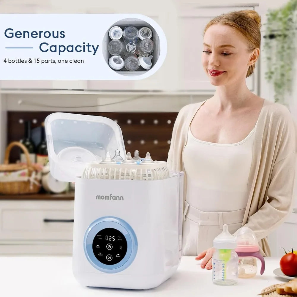 4 in 1 Baby Bottle Washer with 2 Wash Time, Baby Bottle Sterilizer and Dryer, Save time & Effort, Easy to Use, Blue