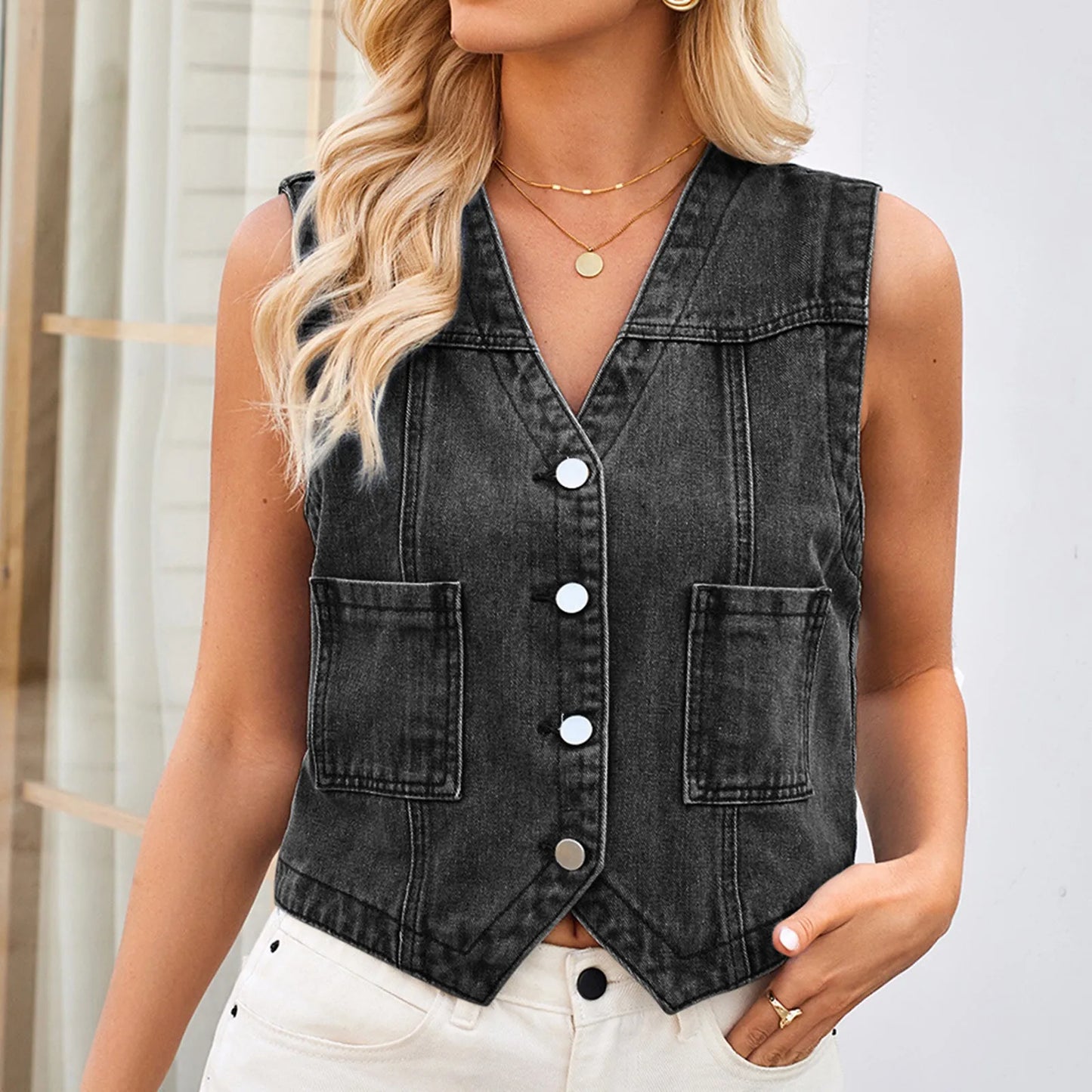 Women'S Comfortable And Fashionable Denim Casual Short Vest Cardigan Camisole Top Vest y2k clothes ropa mujer top Roupas Feminin